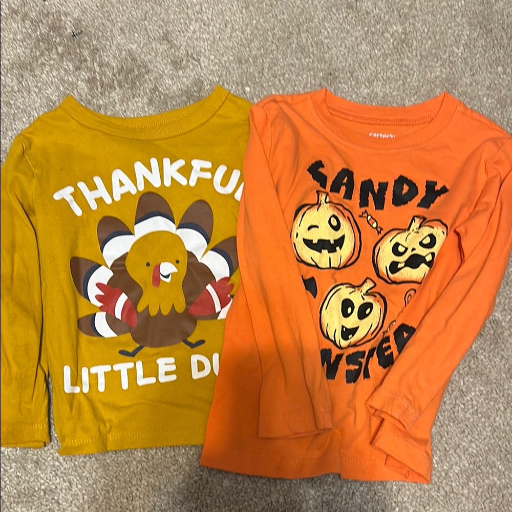 Carter's Yellow and Orange Festive Long Sleeve Shirts